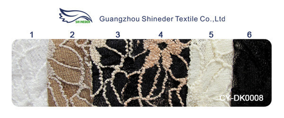 Black / White Knitted Elastic Lace Fabric For Lady Garment Sunflower Pattern CY-DK0008