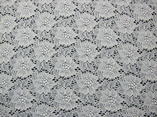 Ivory Elastic Flower Lace Fabric / Crochet Elastic Fabric Water Soluble CY-DK0013