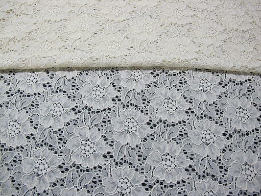 Ivory Elastic Flower Lace Fabric / Crochet Elastic Fabric Water Soluble CY-DK0013