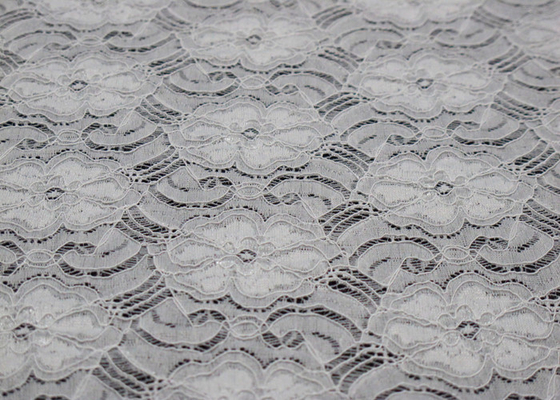 White Elastic Lace 80% Nylon 20% Spandex Fabric Beautiful Elegant CY-LW0783
