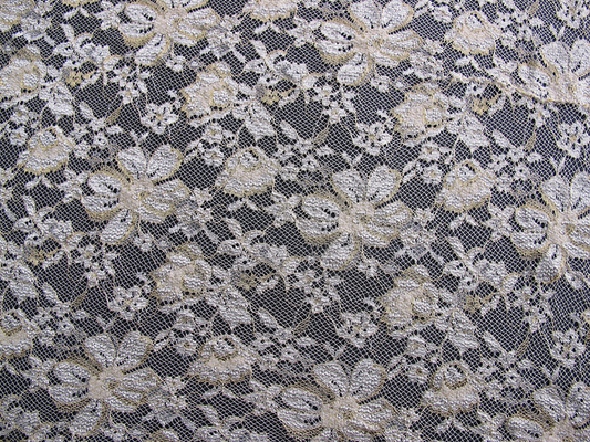 Black Scalloped Metallic Bulk Floral Lace Fabric Eco-Friendly Dyeing CY-LW0060