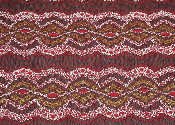Elastic Lingerie Metallic Eyelet Lace Fabric , Anti-Static And Multi Colored