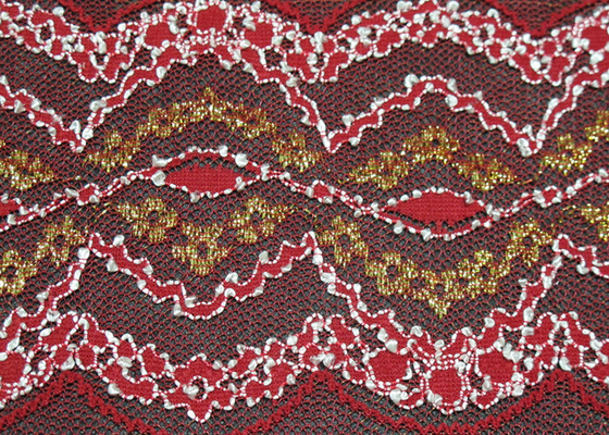 Elastic Lingerie Metallic Eyelet Lace Fabric , Anti-Static And Multi Colored