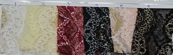 Elastic Lingerie Metallic Eyelet Lace Fabric , Anti-Static And Multi Colored