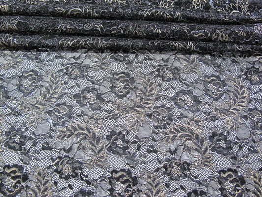 Vintage Metallic Lace Fabric Blue , Nylon Tulle Floral Lace Fabric SYD-0002
