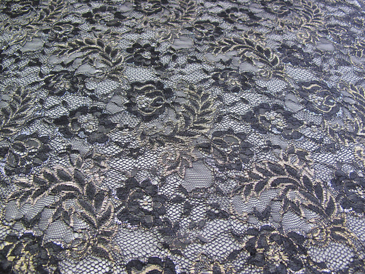 Vintage Metallic Lace Fabric Blue , Nylon Tulle Floral Lace Fabric SYD-0002