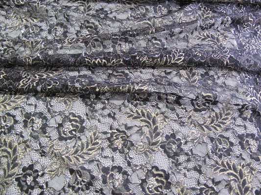 Vintage Metallic Lace Fabric Blue , Nylon Tulle Floral Lace Fabric SYD-0002