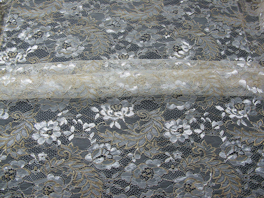 Vintage Metallic Lace Fabric Blue , Nylon Tulle Floral Lace Fabric SYD-0002