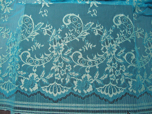 Vintage Metallic Lace Fabric Blue , Nylon Tulle Floral Lace Fabric SYD-0002