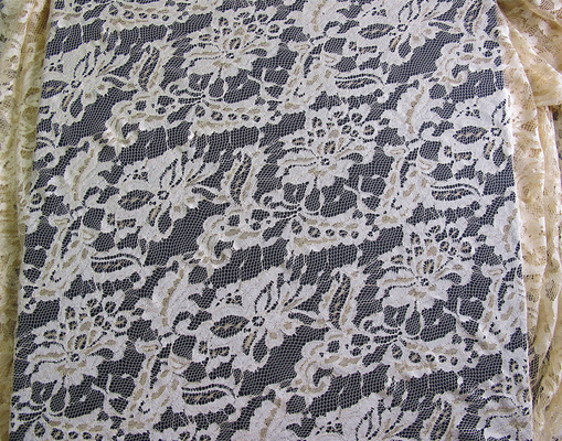 Floral Metallic Lace Fabric Black