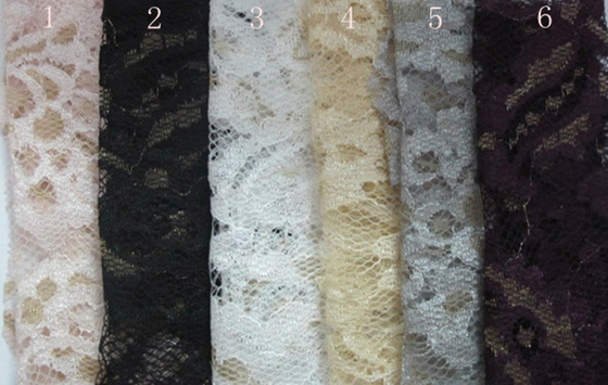 Fashion Metallic Purple Stretch Lace Fabric Watersoluble OEM / ODM CY-LW0219
