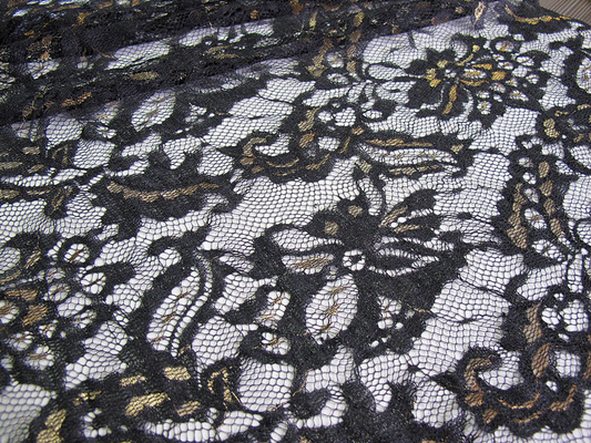 Eco Friendly Lace Metallic Nylon Fabric For Apparel Black CY-LW0219