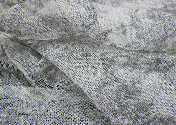 Yarn Nylon Silver Metallic Lace Fabric For Nightwear Anti-Static CY-LW0632