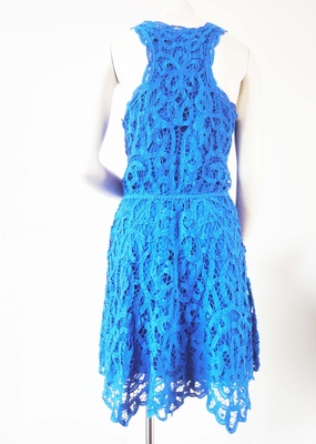 Ladies Fashion Clothing Royal blue embroidered cotton dress  for women with racer back design