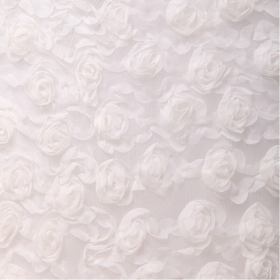 Chapel Train Lace Embroidered White Cotton Wedding Dresses with handmade rose