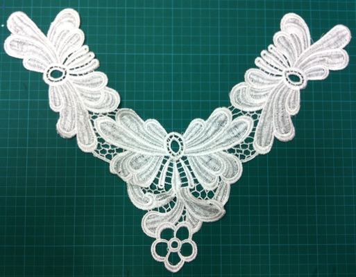 White Butterfly pattern Clothing Motif / Girl Embroidery cotton collar