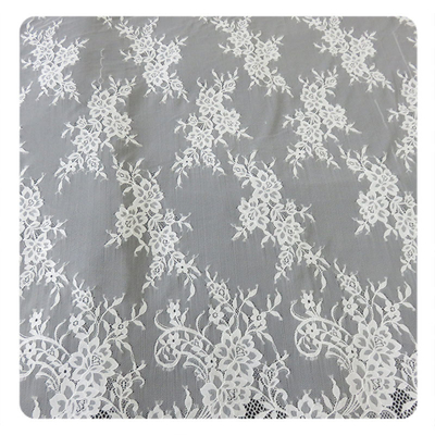 Beautiful  white  Nylon  Eyelash  Lace Trim / Embroidered Lace Fabric