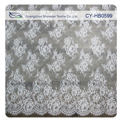 Custom Elastic Bridal Eyelash Lace Trim , White Bridal Lace Fabric