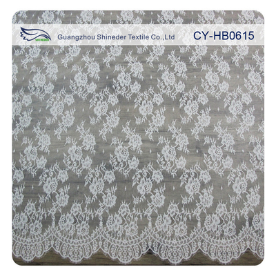 White Flower Sewing Eyelash Lace Trim For Bridal Wedding Gown