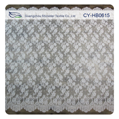 White Flower Sewing Eyelash Lace Trim For Bridal Wedding Gown