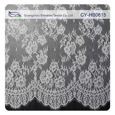 White Flower Sewing Eyelash Lace Trim For Bridal Wedding Gown
