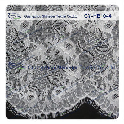 Big Bridal Eyelash Chantilly Lace Trim / Scalloped Lace Fabric