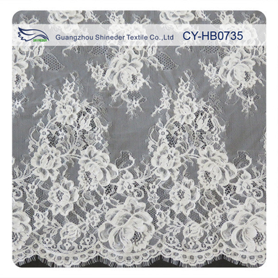 Heavy Corded Eyelash Wedding Dress Lace Fabric , Eco-Friendly