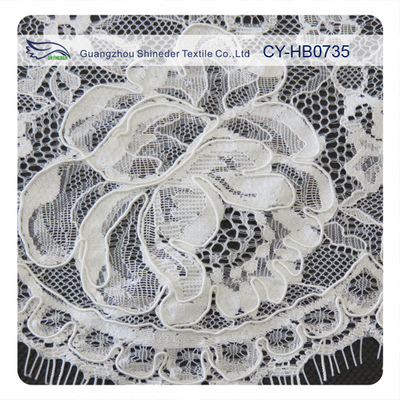 Heavy Corded Eyelash Wedding Dress Lace Fabric , Eco-Friendly