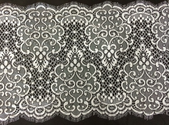 Nylon Scalloped Black Eyelash Lace Trimming For Garment Decorative