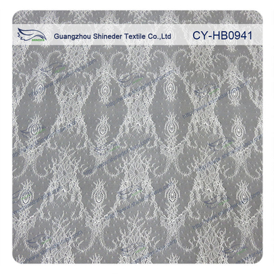 Antique Decorative Eyelash Lace Trim Fabric With Scallop , Floral Lace Trim