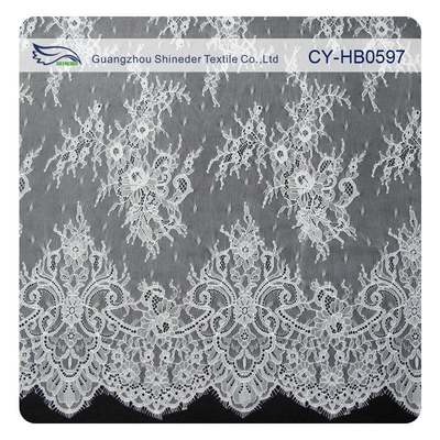 Fashion Nylon Stretch Eyelash Ruffled Lace Trim / Embroidered Lace Fabric
