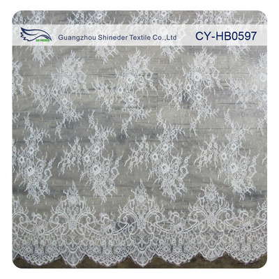 Fashion Nylon Stretch Eyelash Ruffled Lace Trim / Embroidered Lace Fabric