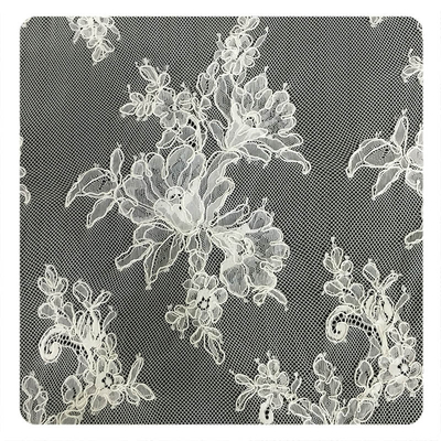 Ivory Eyelash Chantilly Lace Trim , Bridal Cream Cord Lace Fabric