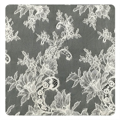 Ivory Eyelash Chantilly Lace Trim , Bridal Cream Cord Lace Fabric