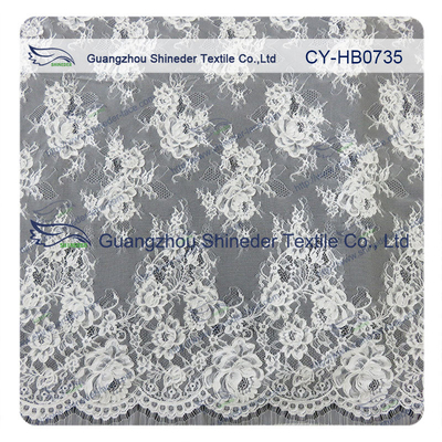 Jacquard Sewing Eyelash Lace Trim Fabric By The Yard , Custom Printed