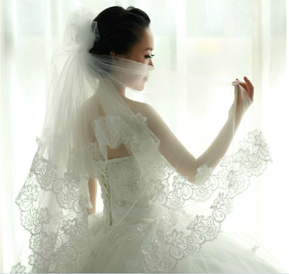 lace trim veil Bride Wedding Accessories 80cm to 175cm , white