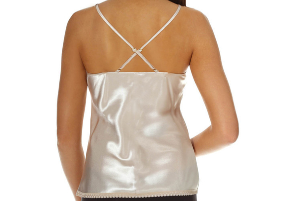 Princess Pure White Elegant Ladies Slips V neck Camisole with  Lace Trim
