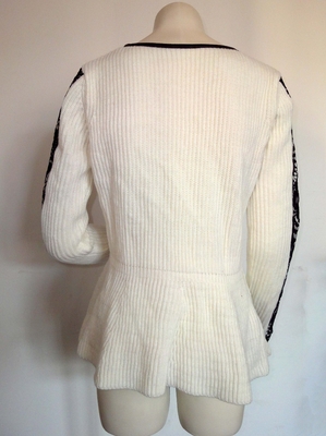 Lace panelled PU neck trim Ladies Pullover Sweaters wear clothes or customized