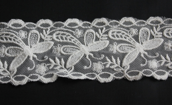 Dragonfly Flower Cotton Decorative Lace Trim Water Soluble 6cm Nature White