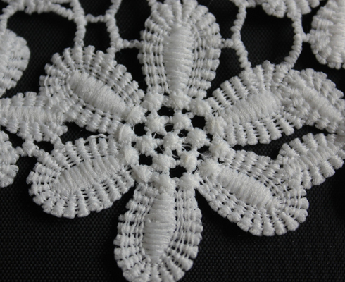 Qmilch Embroidered Decorative Lace Trim Black / White 11cm Flower Pattern