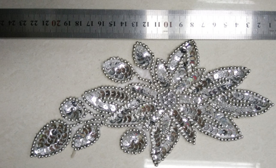 Leaf Fashional Handmade Bead Collar Trims made in Silver Beads