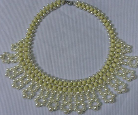 Decorative Yellow ABS Pearl / beads collar with lobster and clips