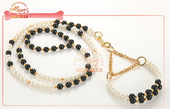 Exquisite Pearl Bead Martingale Chain Dog Training Collar For Toy Dog