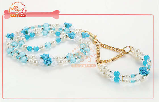 Exquisite Pearl Bead Martingale Chain Dog Training Collar For Toy Dog