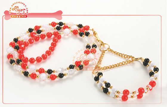 Exquisite Pearl Bead Martingale Chain Dog Training Collar For Toy Dog