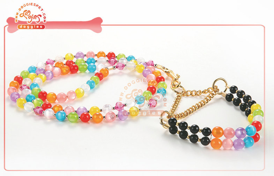 Exquisite Pearl Bead Martingale Chain Dog Training Collar For Toy Dog