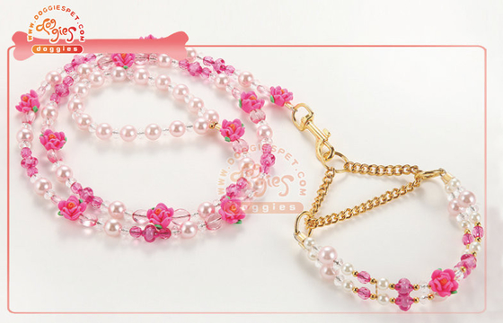 Exquisite Pearl Bead Martingale Chain Dog Training Collar For Toy Dog