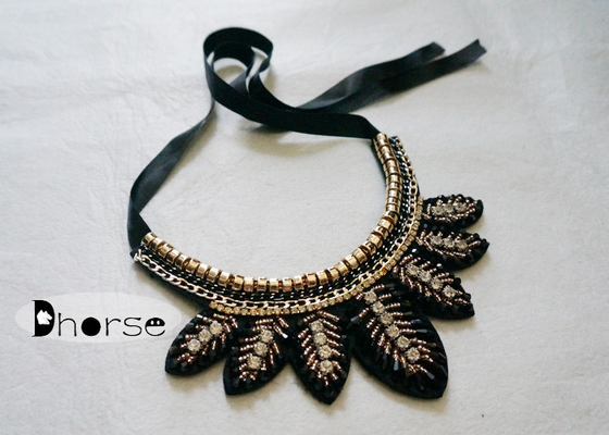 Handmade Detachable Bling Rhinestone Beaded Collar Necklace , leaf shape