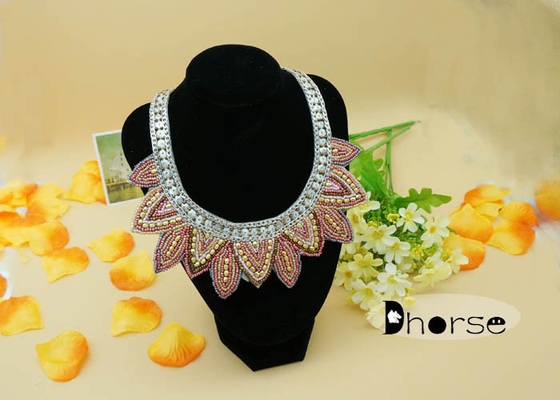 Decorative Rhinestones Seed Bead Collar Necklace , Fashion Collar Necklace