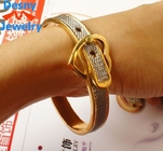 2 tone Belt Buckle Handcuff Womens Bangle Bracelet metal casting jewelry